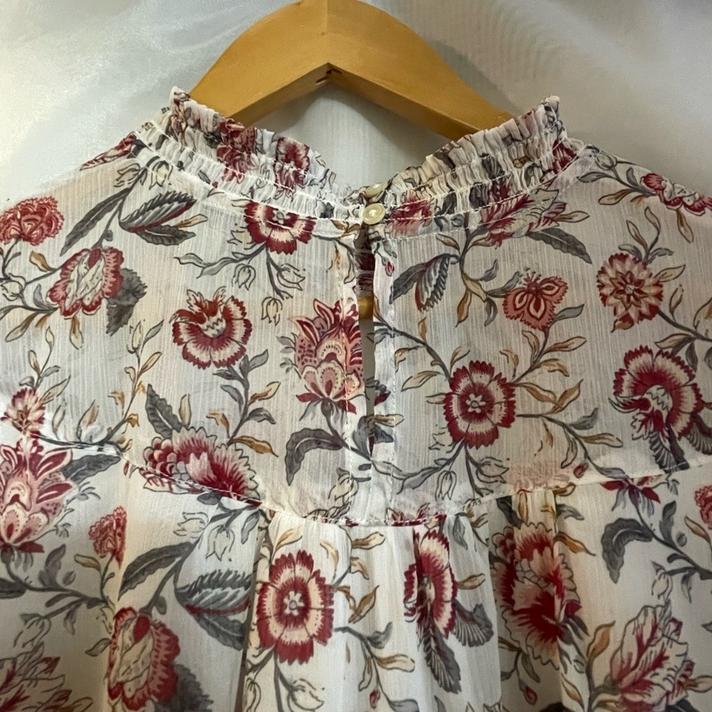 LOFT Floral Print Bodysuit - Red and Cream - Picture 4 of 6